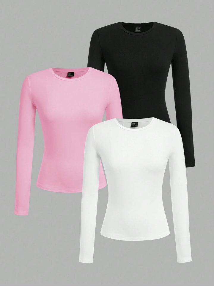 Ensemble de 3 T-shirts Casual à Manches Longues