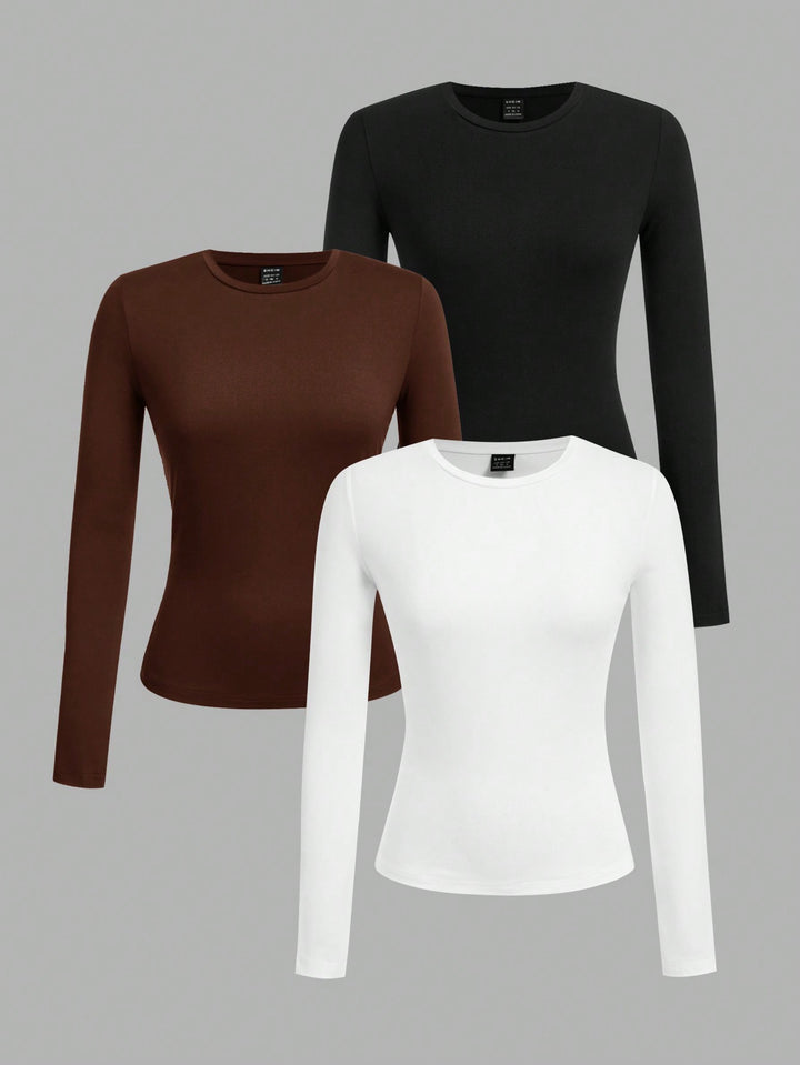 Ensemble de 3 T-shirts Casual à Manches Longues