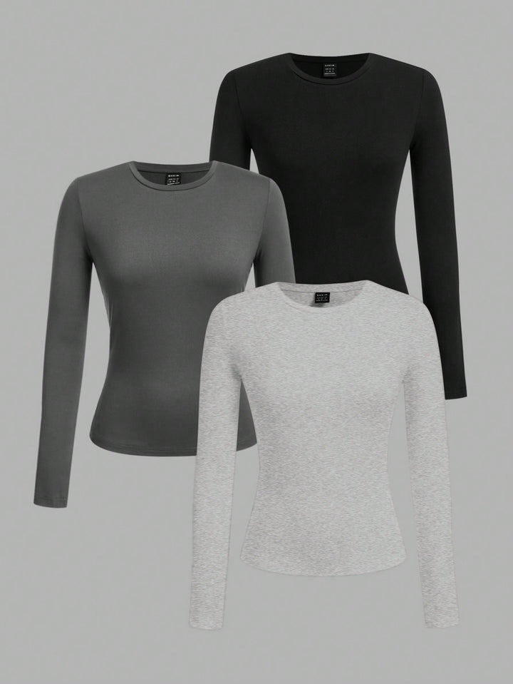 Ensemble de 3 T-shirts Casual à Manches Longues