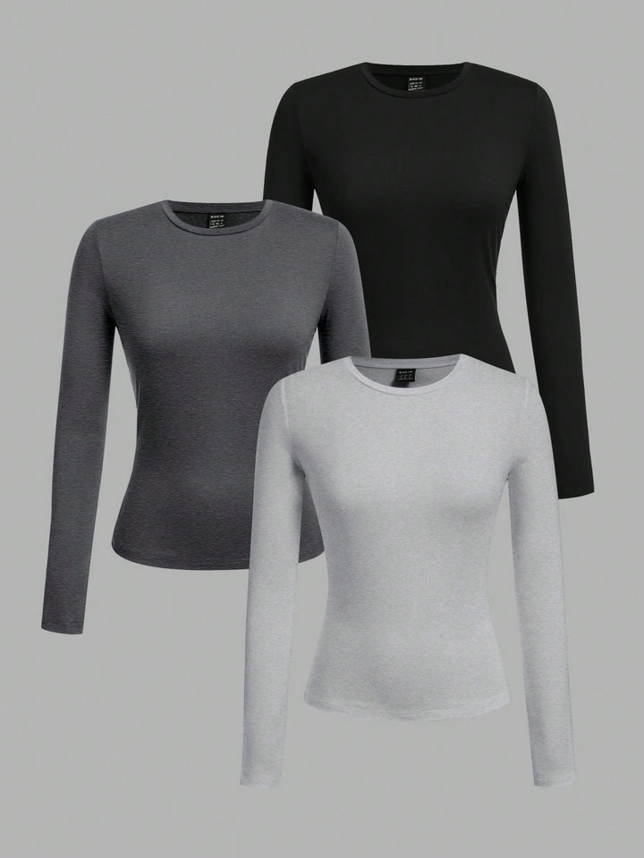 Ensemble de 3 T-shirts Casual à Manches Longues
