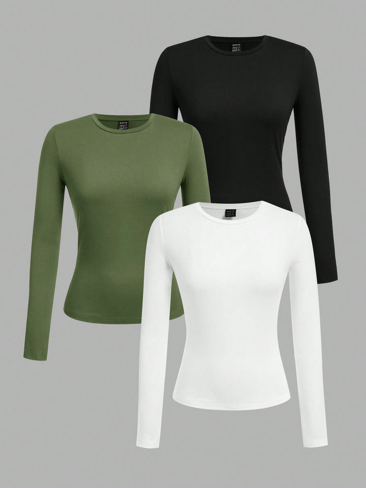 Ensemble de 3 T-shirts Casual à Manches Longues