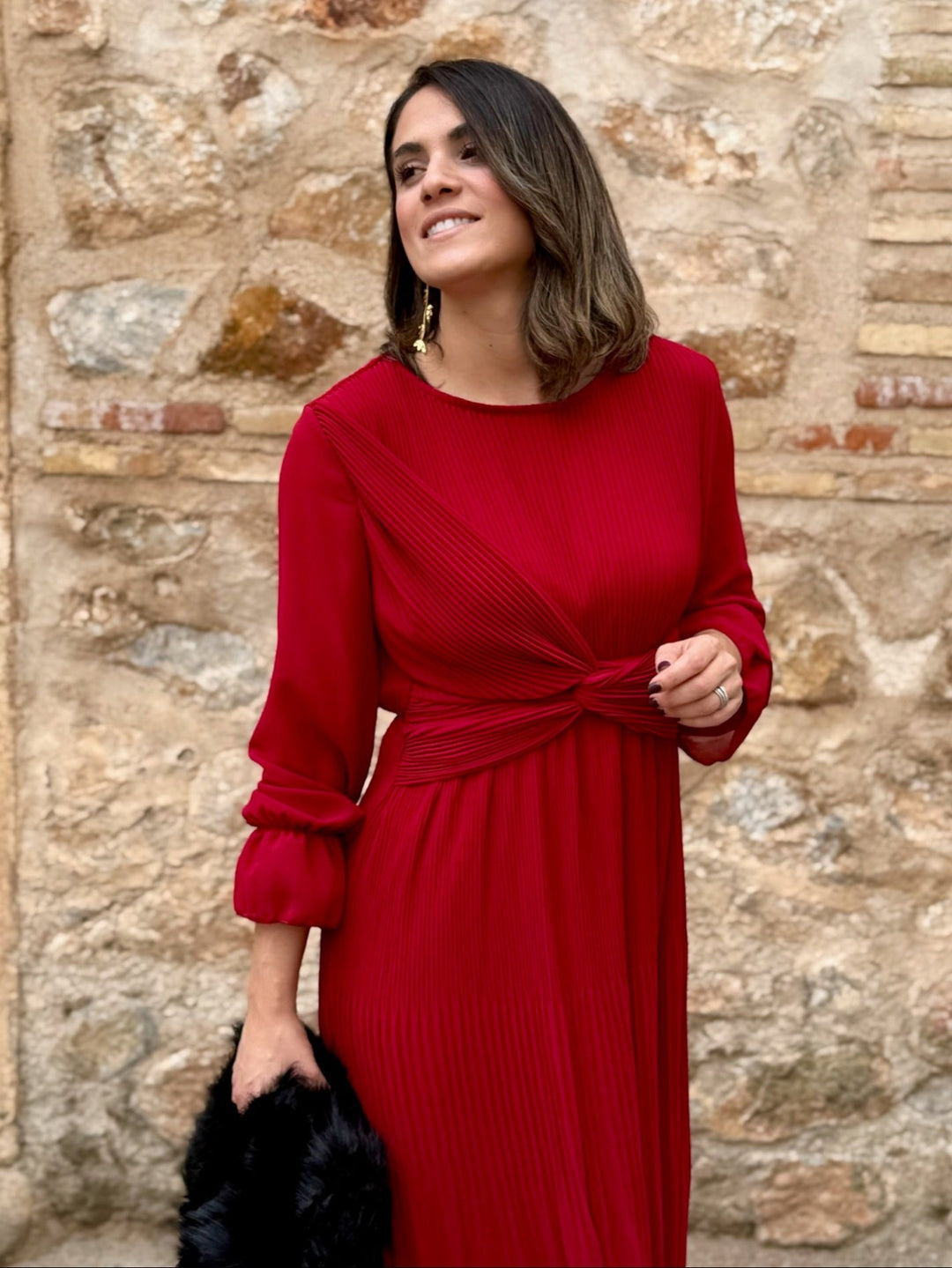Robe en mousseline rouge foncé | Magui