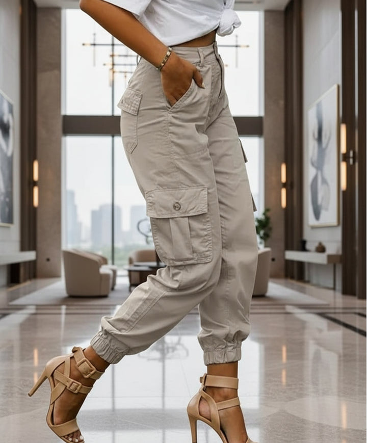 Pantalon Cargo Taille Haute