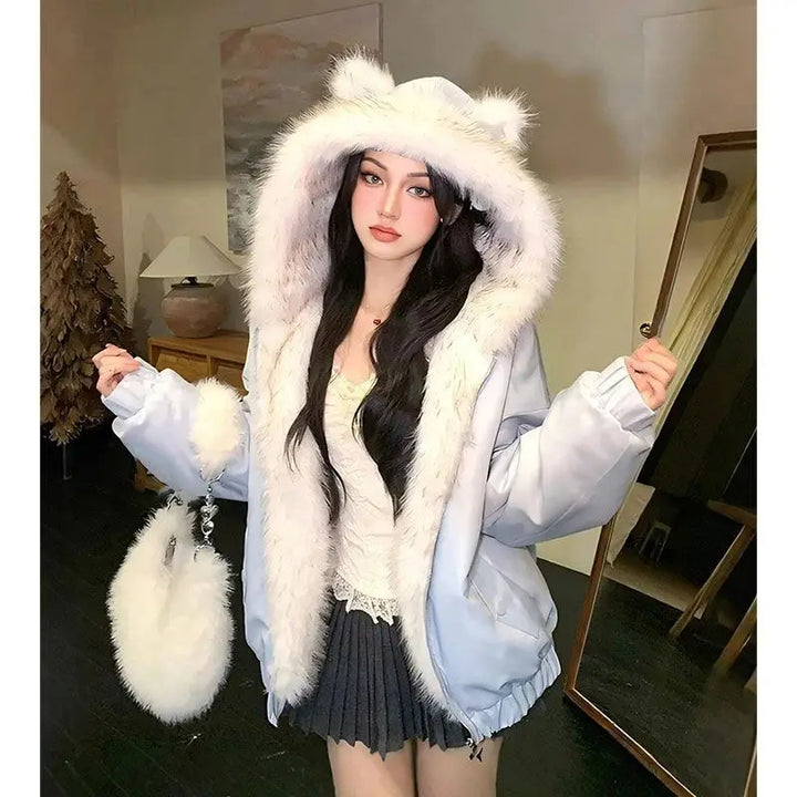 Veste Matelassée Réversible à Capuche – Parka Hiver Épais & Chaud pour Hommes et Femmes