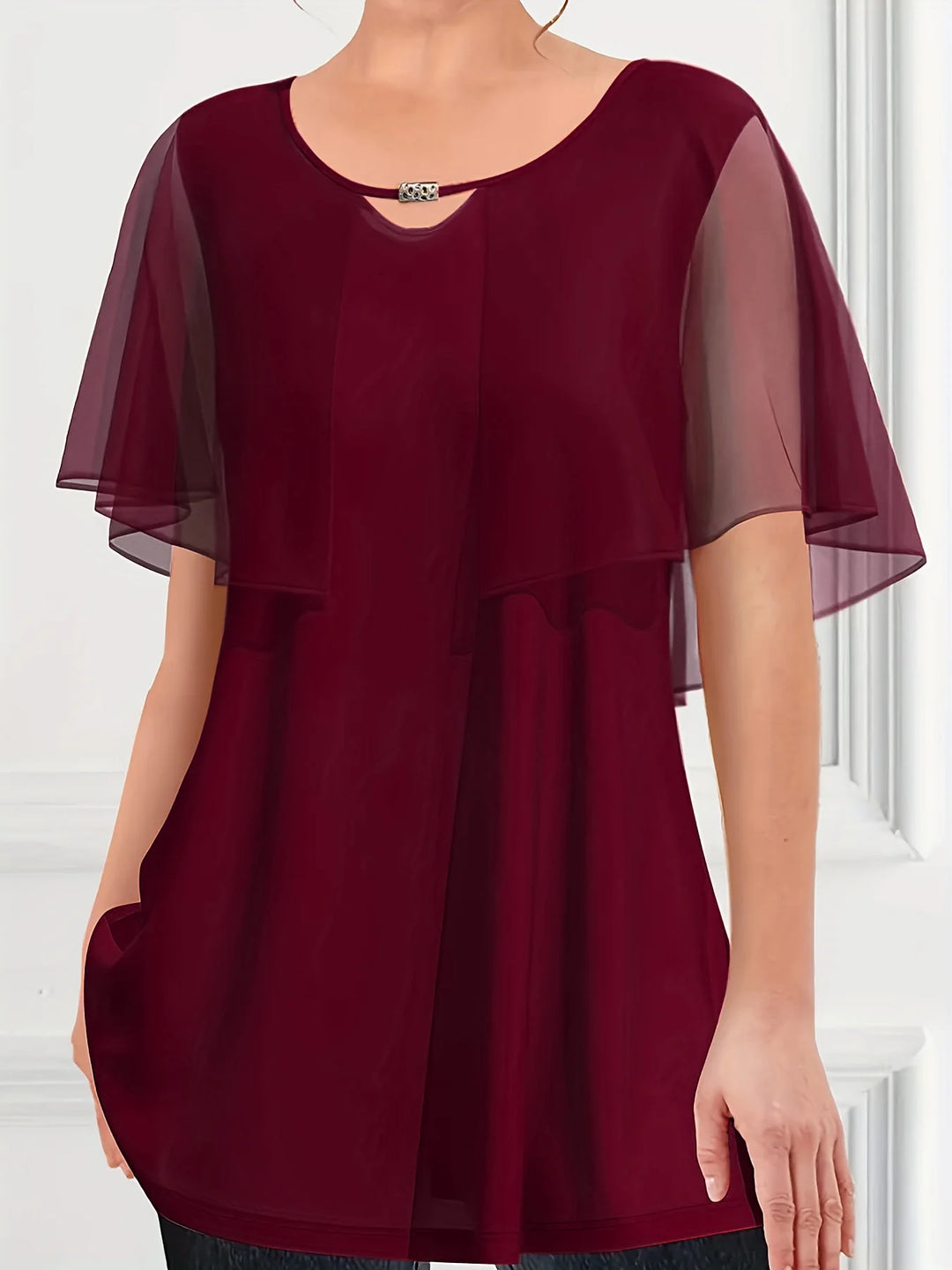 Robe Décontractée Manches Papillon en Chiffon