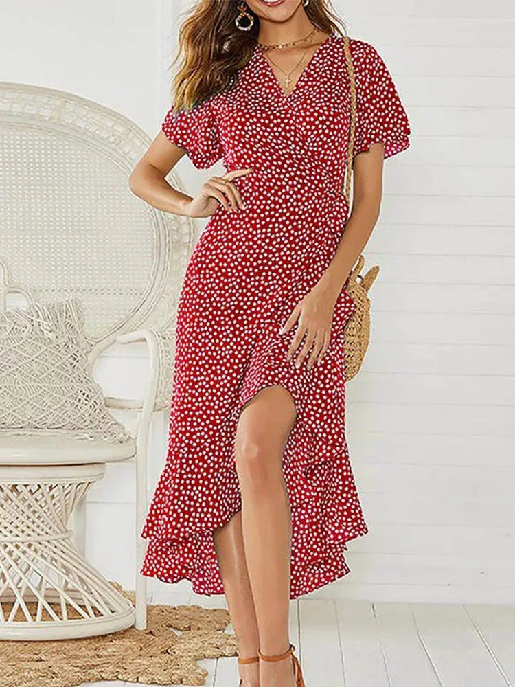 Robe longue en chiffon à imprimé floral style bohémien