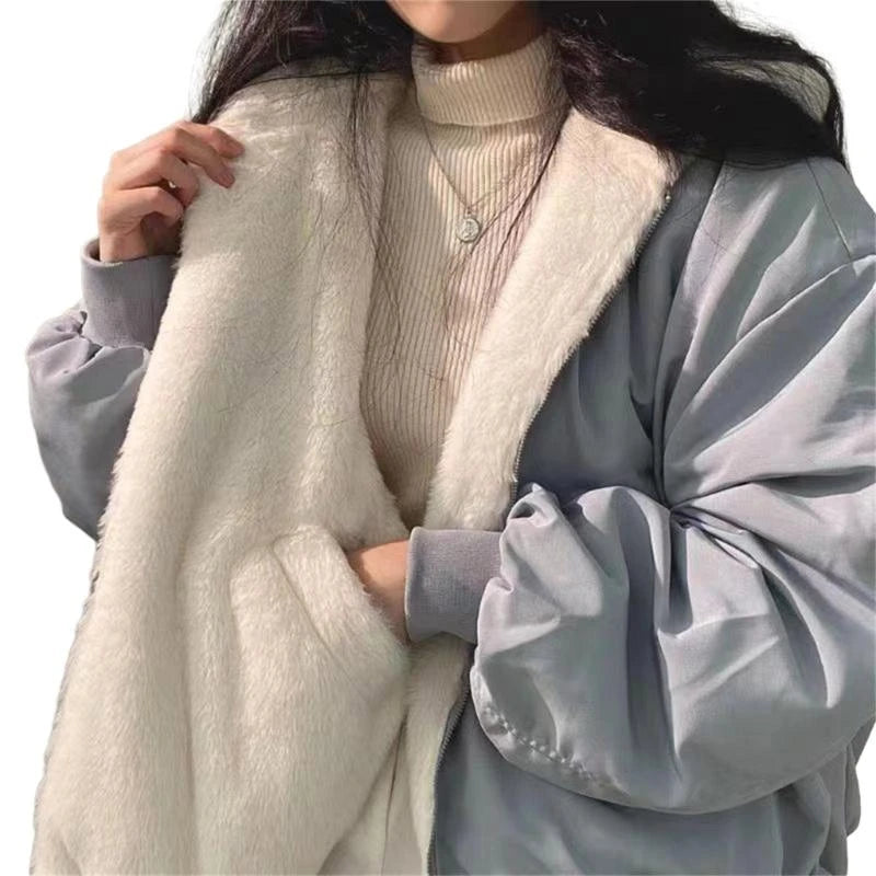 Manteau Hiver Réversible Femme – Puffer Doublé Fourrure avec Capuche