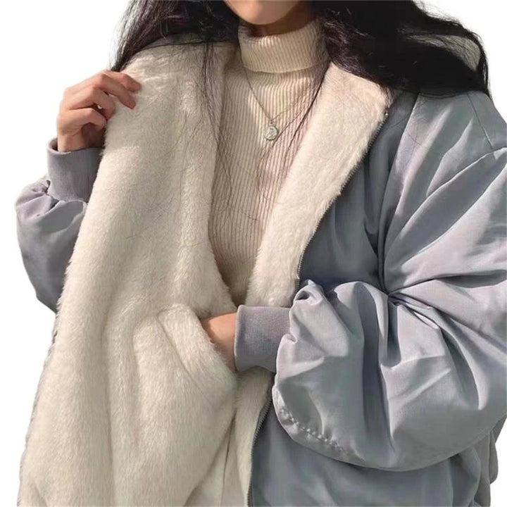 Manteau Hiver Réversible Femme – Puffer Doublé Fourrure avec Capuche