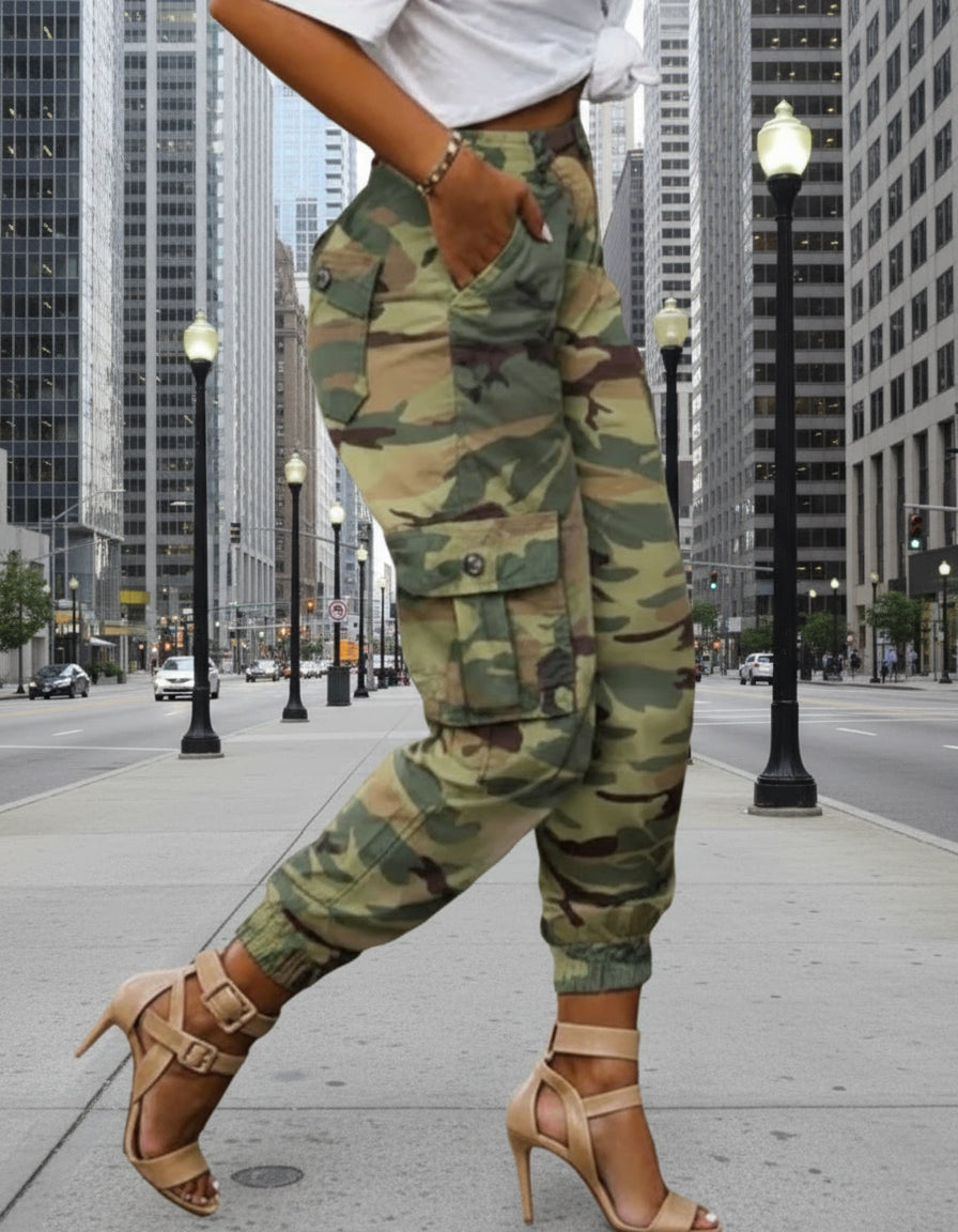 Pantalon Cargo Taille Haute