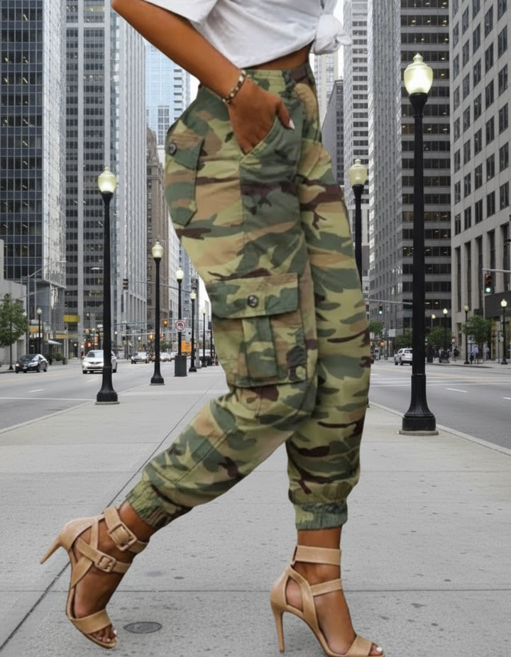 Pantalon Cargo Taille Haute