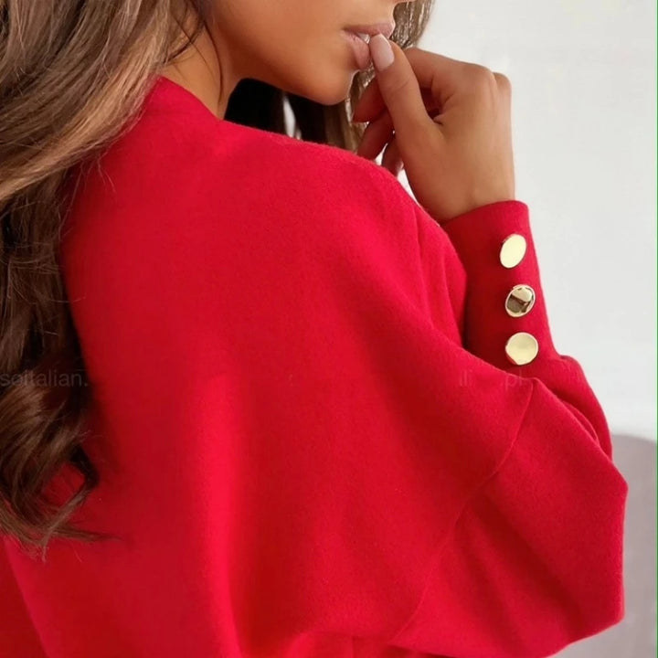 Pull Femme Tricoté à Manches Longues – Col V Élégant