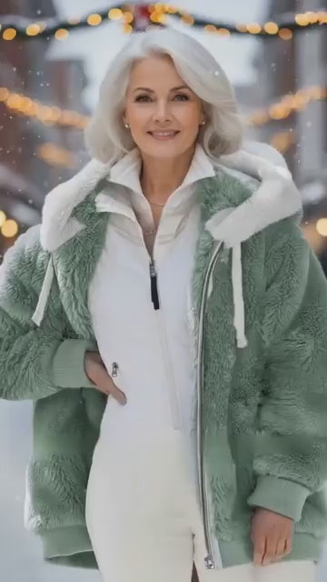 Veste à capuche ample en fourrure