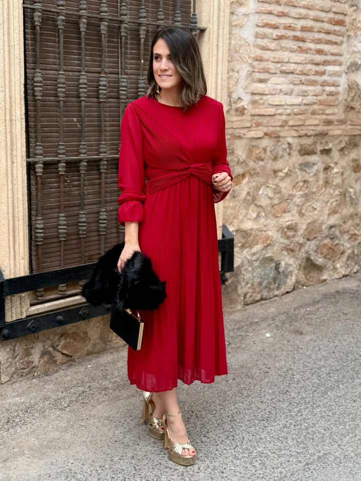 Robe en mousseline rouge foncé | Magui