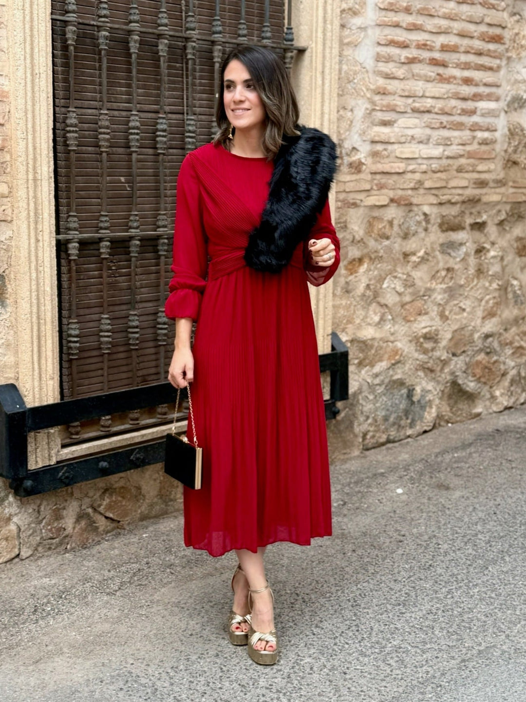 Robe en mousseline rouge foncé | Magui