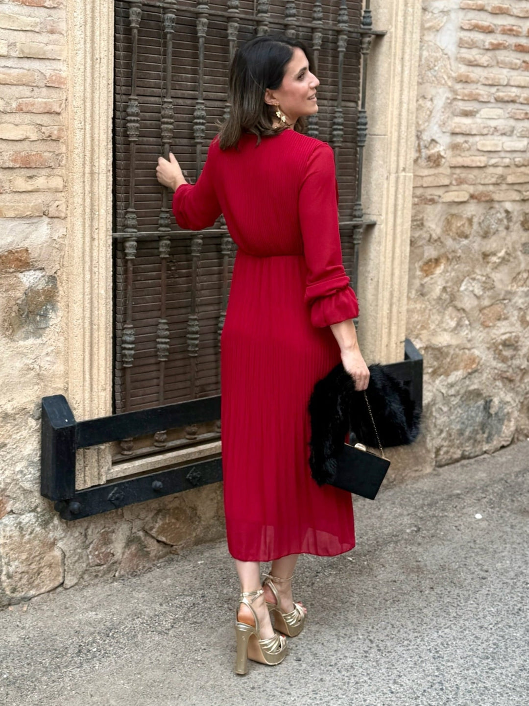 Robe en mousseline rouge foncé | Magui