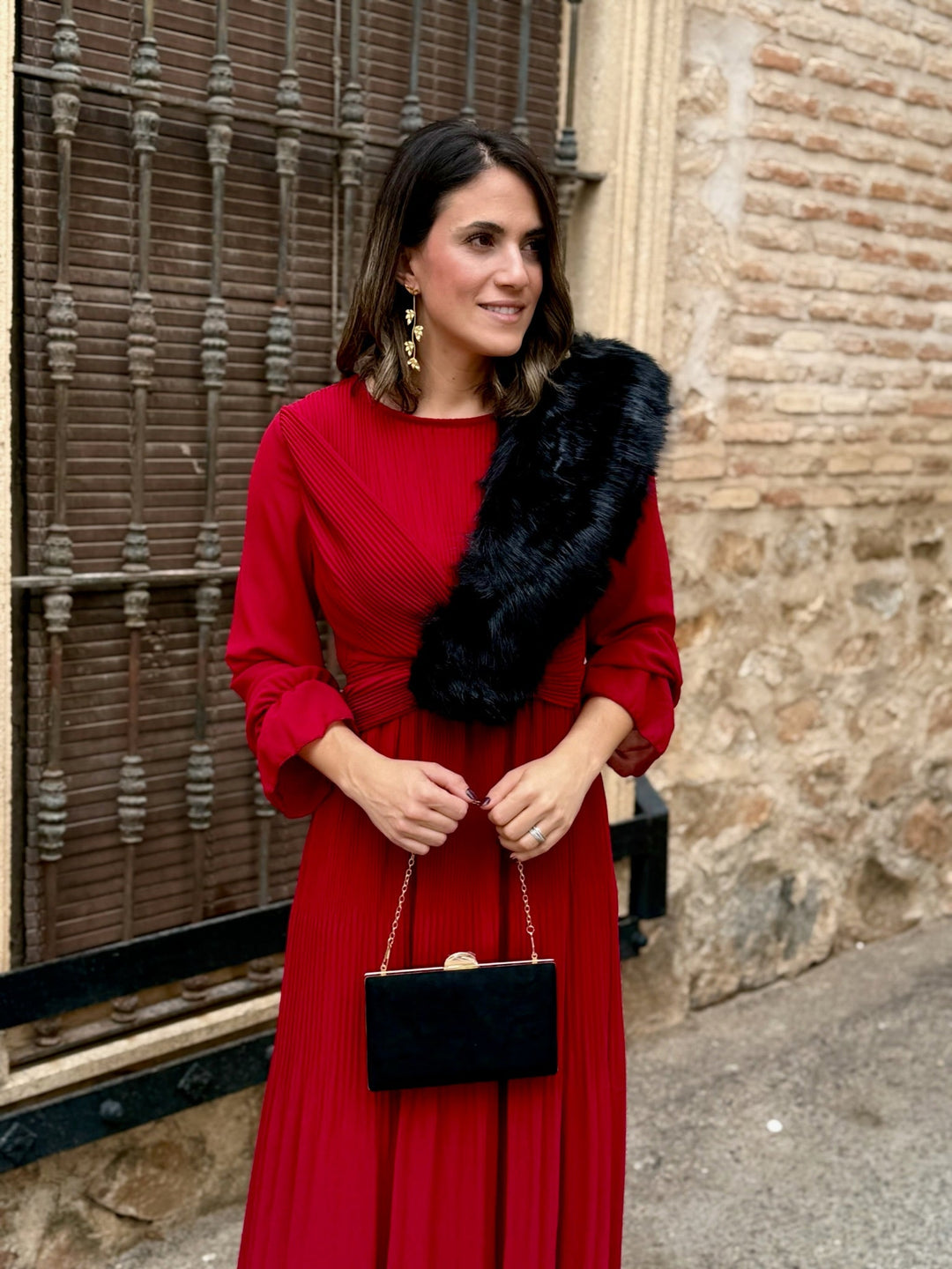 Robe en mousseline rouge foncé | Magui